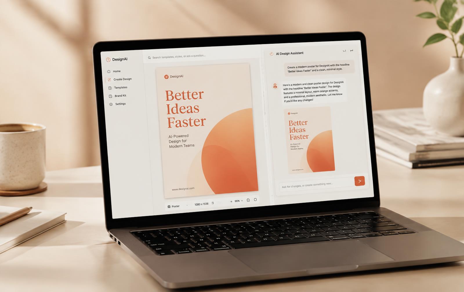 Laptop met Claude Design en een posterontwerp